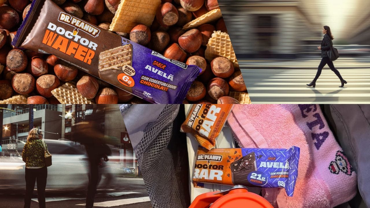 elementos mostrando uma rotina corrida e alimentos que colaboram para manter o equilíbrio